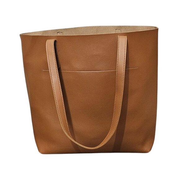 Henny + Lev DANIELLE New Vegan Leather Everyday 2-in-1 Tan Tote Shoulder Bag - Picture 5 of 12